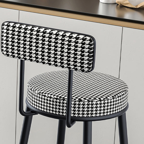 Modern Armless Backrest Counter Stool Iron Kitchen Bar Stool with Velvet Cushion and Pedal