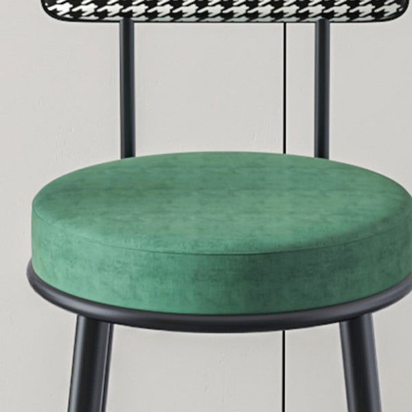 Modern Armless Backrest Counter Stool Iron Kitchen Bar Stool with Velvet Cushion and Pedal