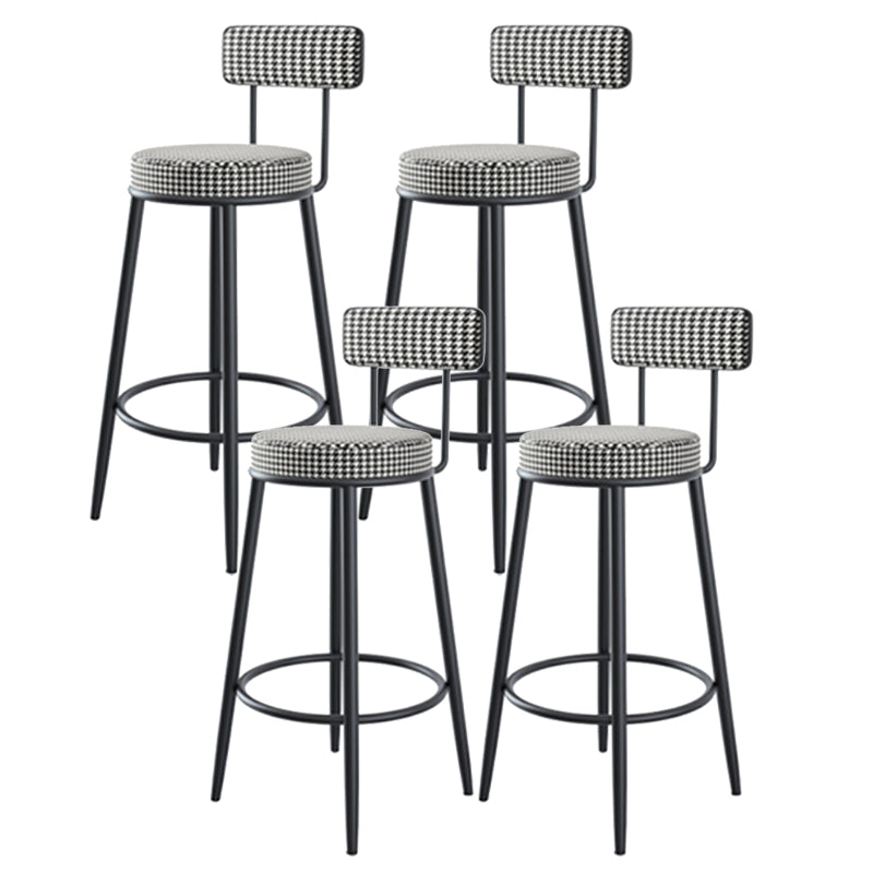 Modern Armless Backrest Counter Stool Iron Kitchen Bar Stool with Velvet Cushion and Pedal