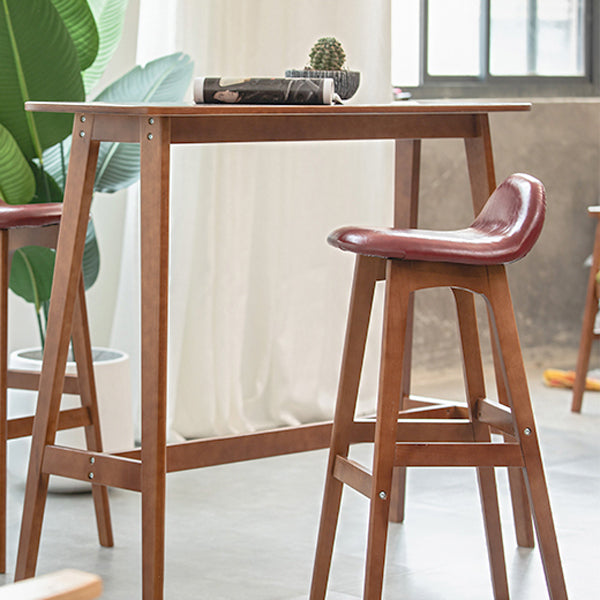 Contemporary 29-inch Upholstered Barstool Rubberwood Footrest Home Stool