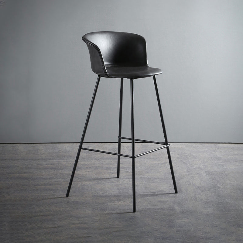 Modern Style Low Back Bar-stool PU Leather Bar Stool with Metal Legs