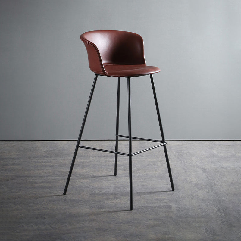 Modern Style Low Back Bar-stool PU Leather Bar Stool with Metal Legs