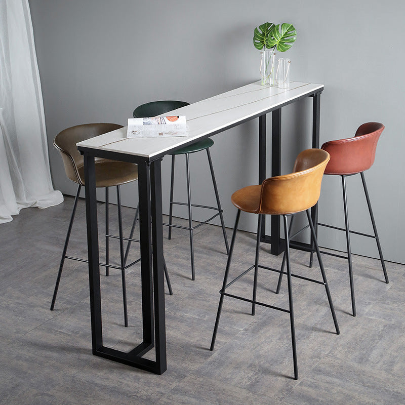 Modern Style Low Back Bar-stool PU Leather Bar Stool with Metal Legs