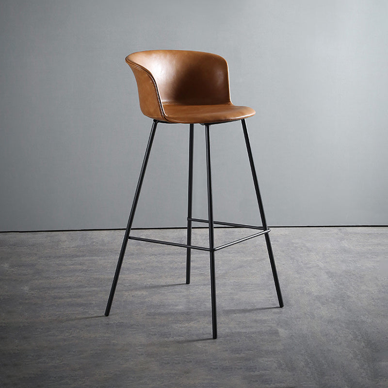 Modern Style Low Back Bar-stool PU Leather Bar Stool with Metal Legs