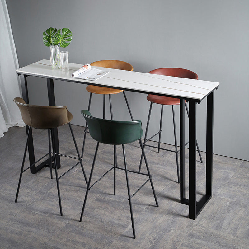 Modern Style Low Back Bar-stool PU Leather Bar Stool with Metal Legs