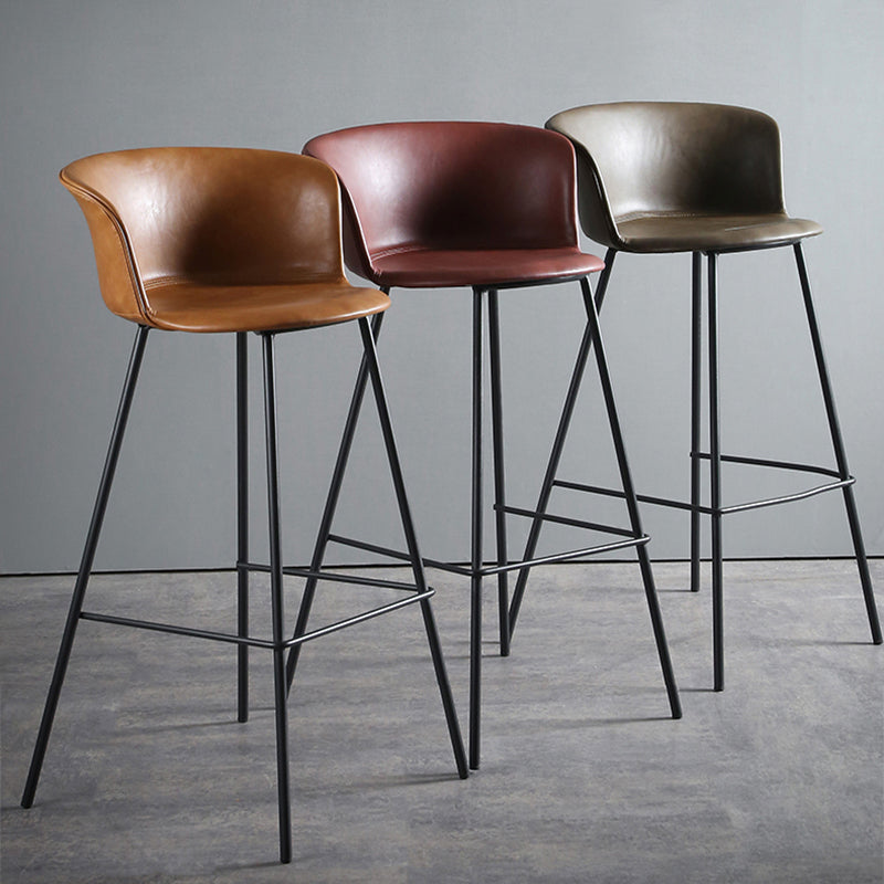 Modern Style Low Back Bar-stool PU Leather Bar Stool with Metal Legs