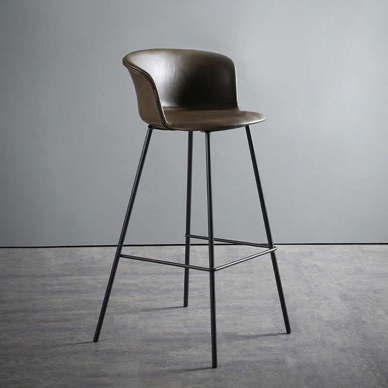 Modern Style Low Back Bar-stool PU Leather Bar Stool with Metal Legs