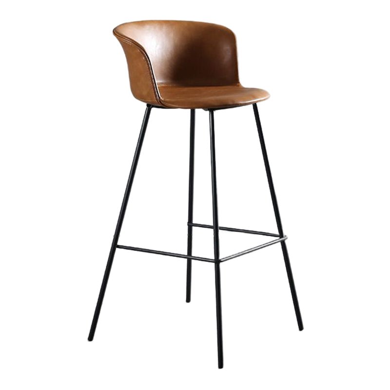 Modern Style Low Back Bar-stool PU Leather Bar Stool with Metal Legs