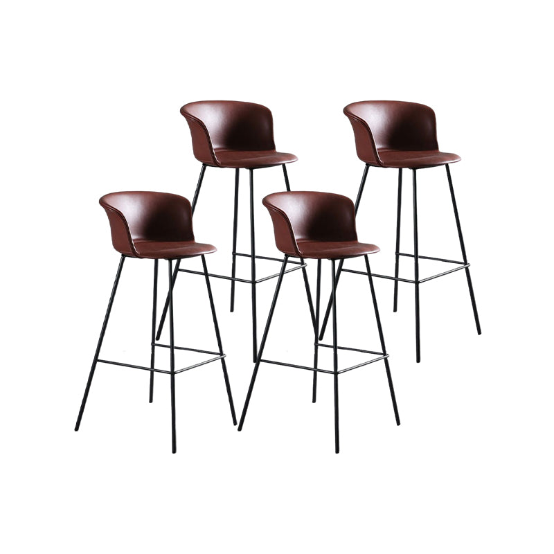 Modern Style Low Back Bar-stool PU Leather Bar Stool with Metal Legs