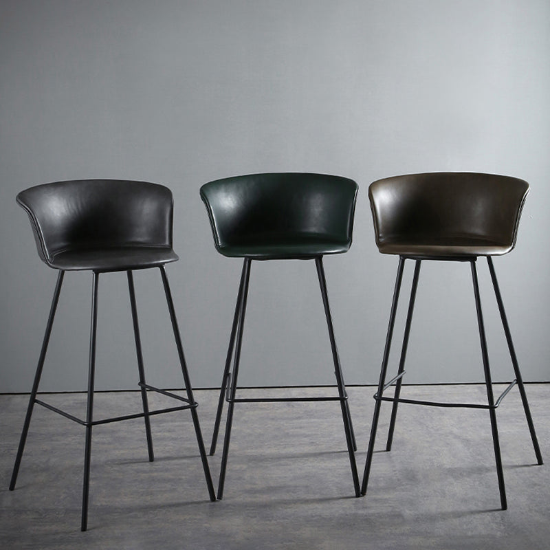 Modern Style Low Back Bar-stool PU Leather Bar Stool with Metal Legs