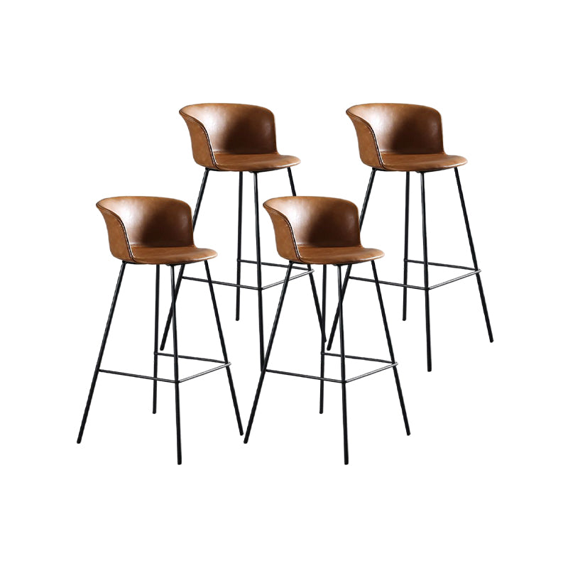 Modern Style Low Back Bar-stool PU Leather Bar Stool with Metal Legs