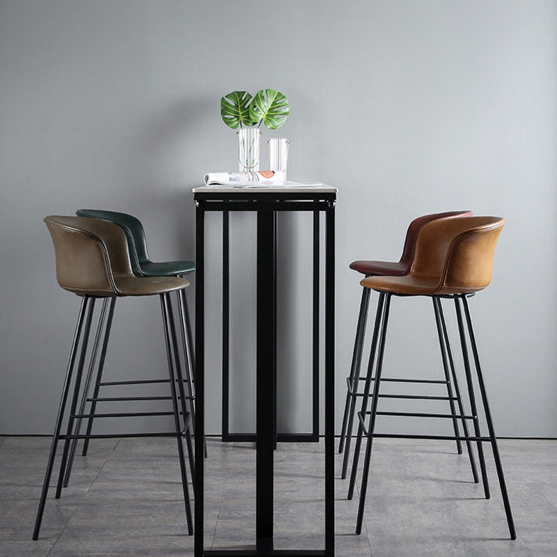 Modern Style Low Back Bar-stool PU Leather Bar Stool with Metal Legs