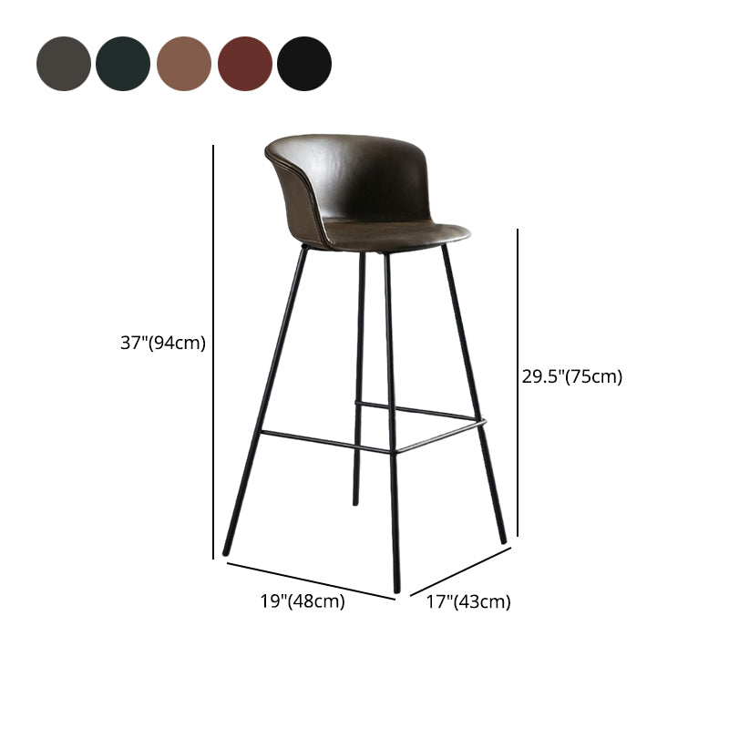 Modern Style Low Back Bar-stool PU Leather Bar Stool with Metal Legs