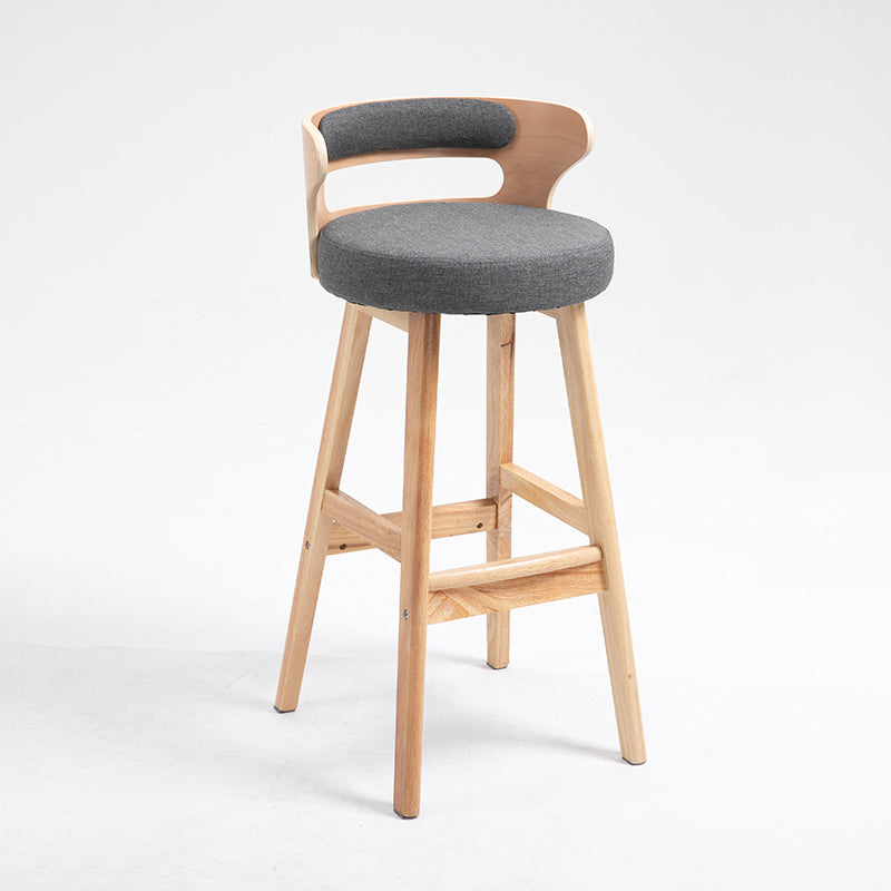 Industrial Style Low Back Bar-stool Wooden Bar Stool with Wooden Legs