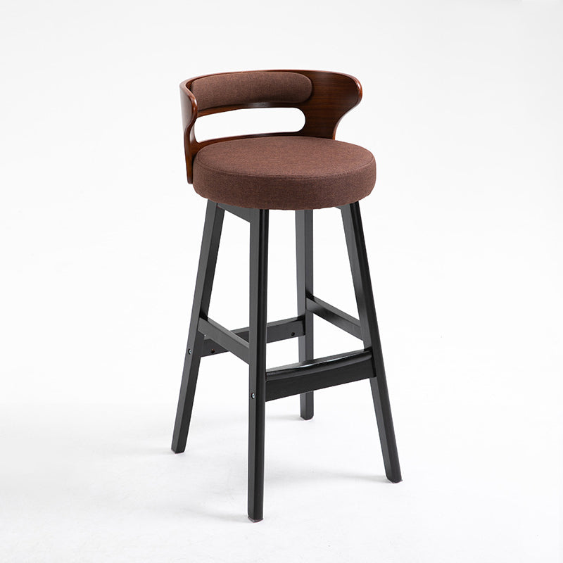 Industrial Style Low Back Bar-stool Wooden Bar Stool with Wooden Legs