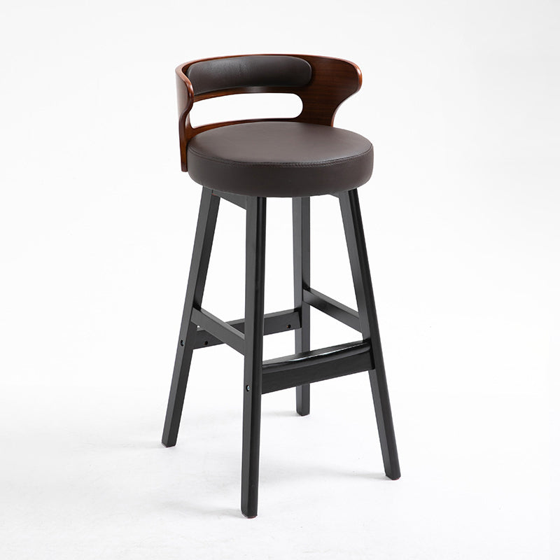 Industrial Style Low Back Bar-stool Wooden Bar Stool with Wooden Legs