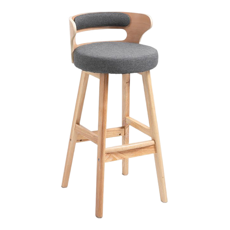 Industrial Style Low Back Bar-stool Wooden Bar Stool with Wooden Legs