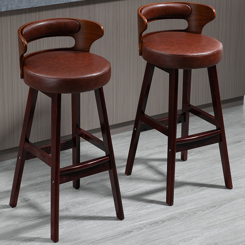 Industrial Style Low Back Bar-stool Wooden Bar Stool with Wooden Legs