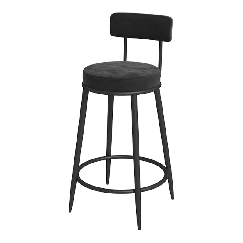 Glam Round Bar and Counter Stool Metal Low Back Stool with 4 Legs