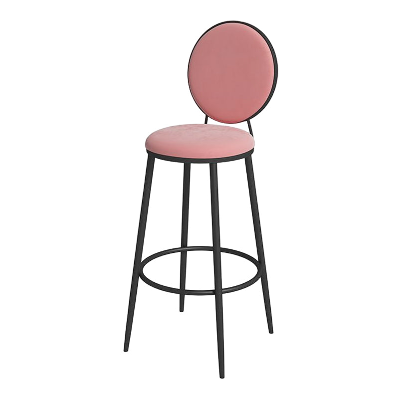 Glam Round Bar and Counter Stool Metal Low Back Stool with 4 Legs