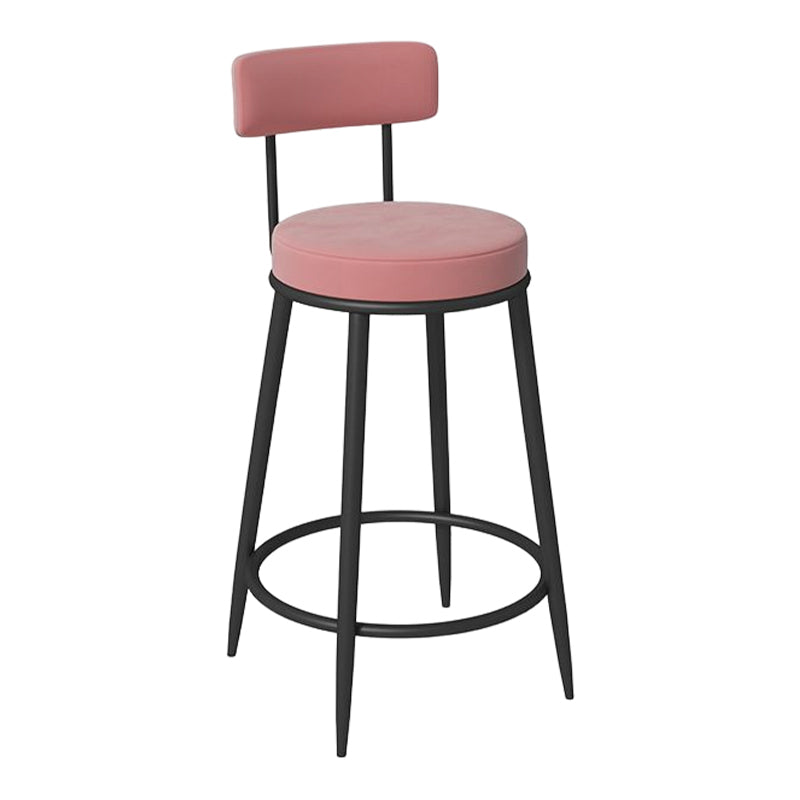 Glam Round Bar and Counter Stool Metal Low Back Stool with 4 Legs
