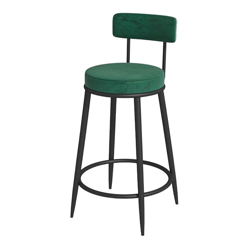 Glam Round Bar and Counter Stool Metal Low Back Stool with 4 Legs