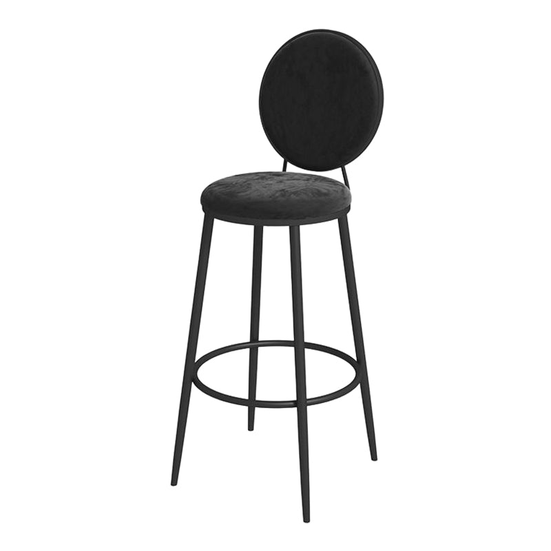 Glam Round Bar and Counter Stool Metal Low Back Stool with 4 Legs