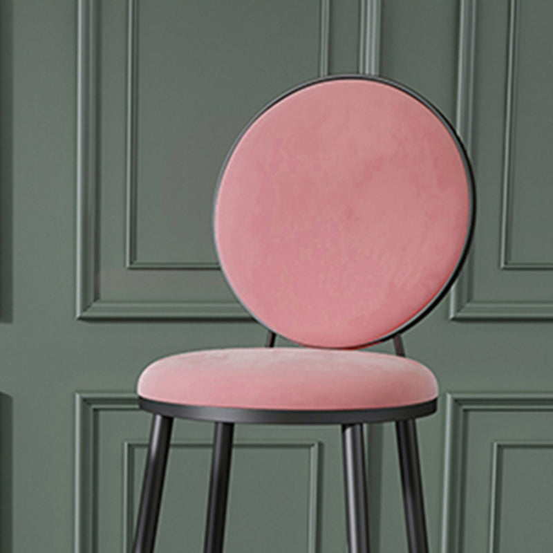 Glam Round Bar and Counter Stool Metal Low Back Stool with 4 Legs