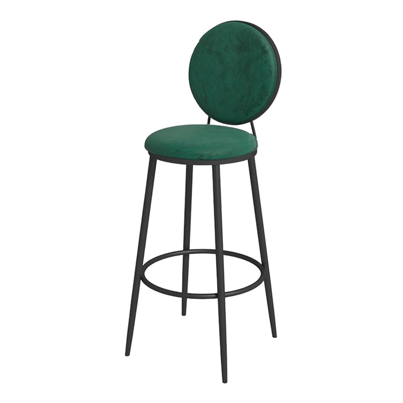 Glam Round Bar and Counter Stool Metal Low Back Stool with 4 Legs