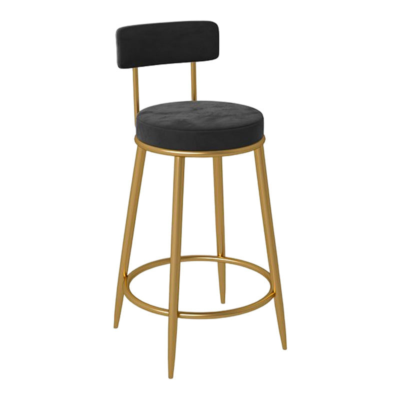 Glam Round Bar and Counter Stool Metal Low Back Stool with 4 Legs