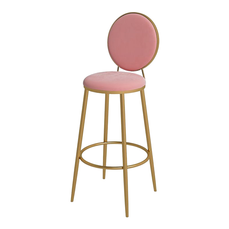 Glam Round Bar and Counter Stool Metal Low Back Stool with 4 Legs