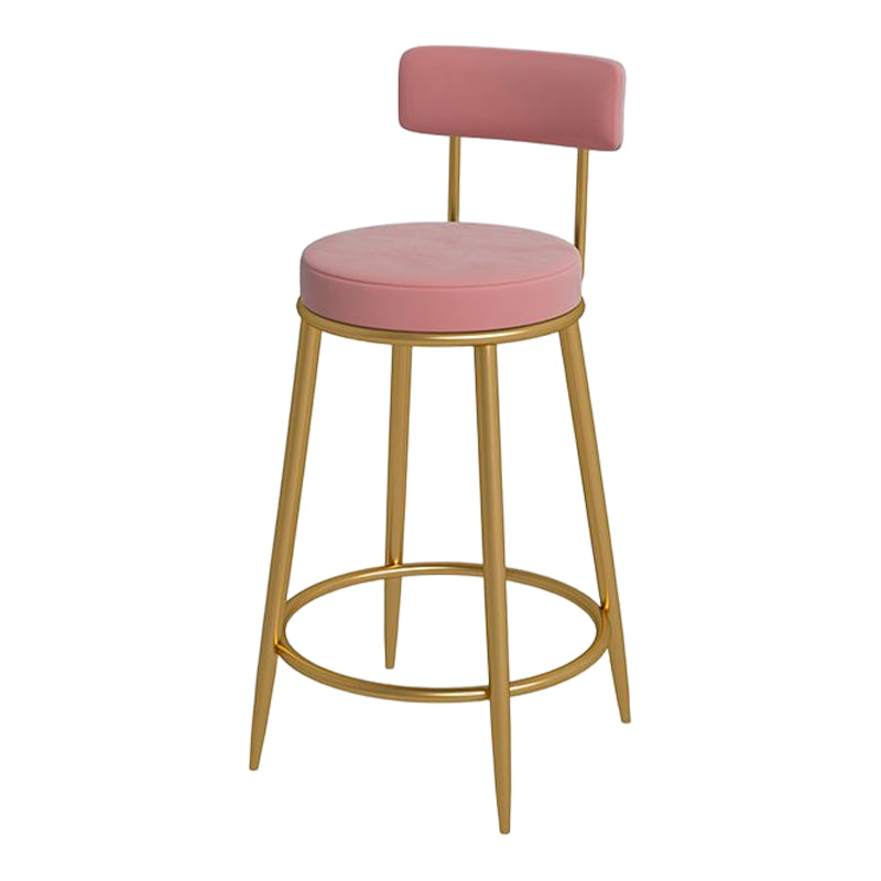 Glam Round Bar and Counter Stool Metal Low Back Stool with 4 Legs
