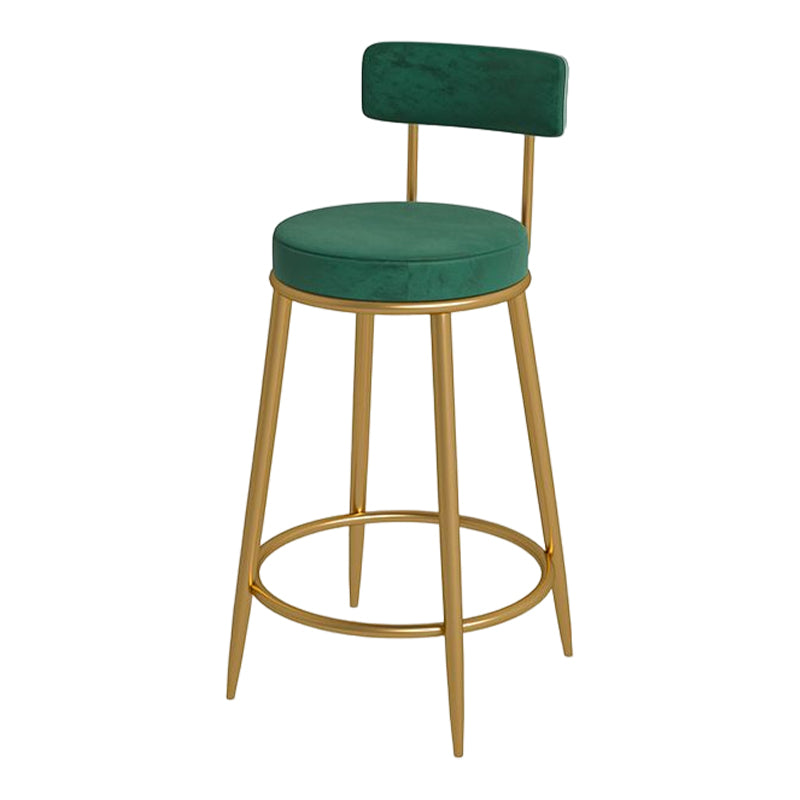 Glam Round Bar and Counter Stool Metal Low Back Stool with 4 Legs