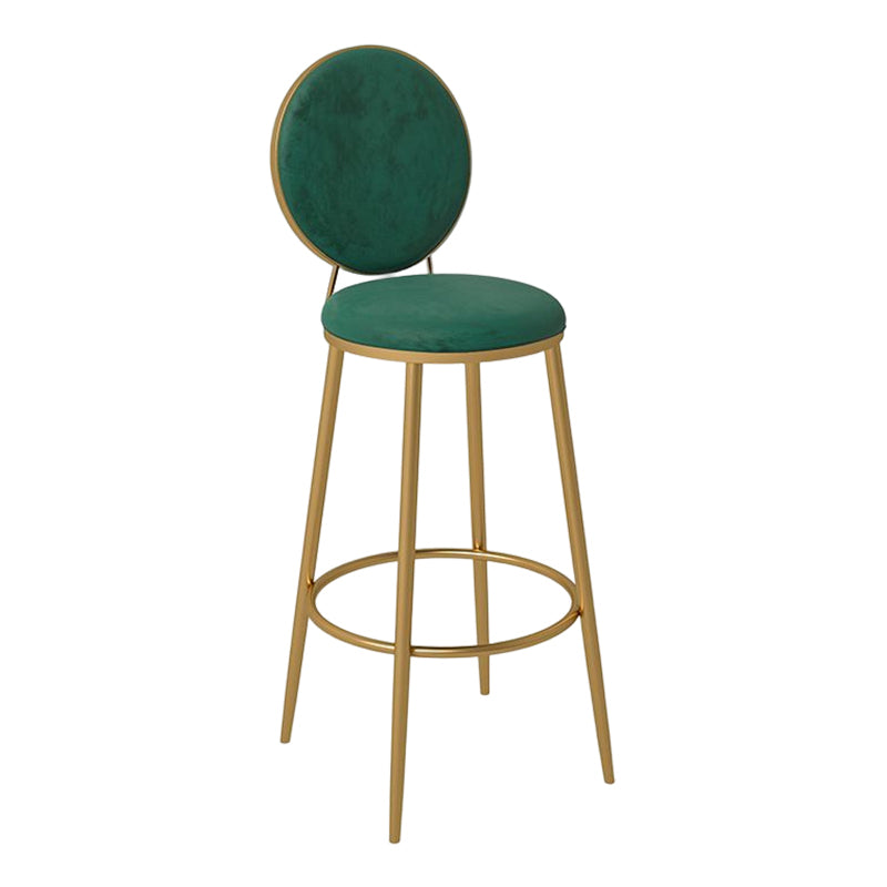 Glam Round Bar and Counter Stool Metal Low Back Stool with 4 Legs