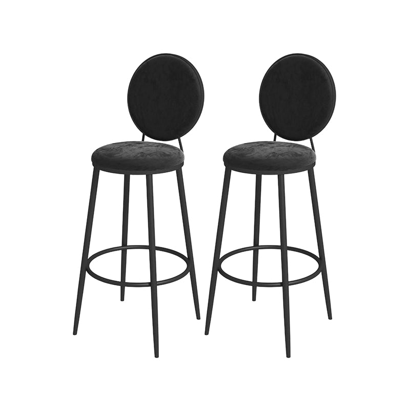 Glam Round Bar and Counter Stool Metal Low Back Stool with 4 Legs