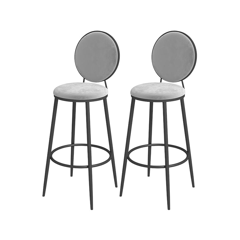 Glam Round Bar and Counter Stool Metal Low Back Stool with 4 Legs