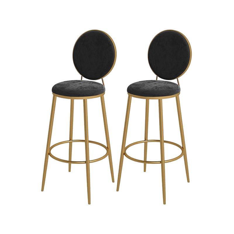 Glam Round Bar and Counter Stool Metal Low Back Stool with 4 Legs