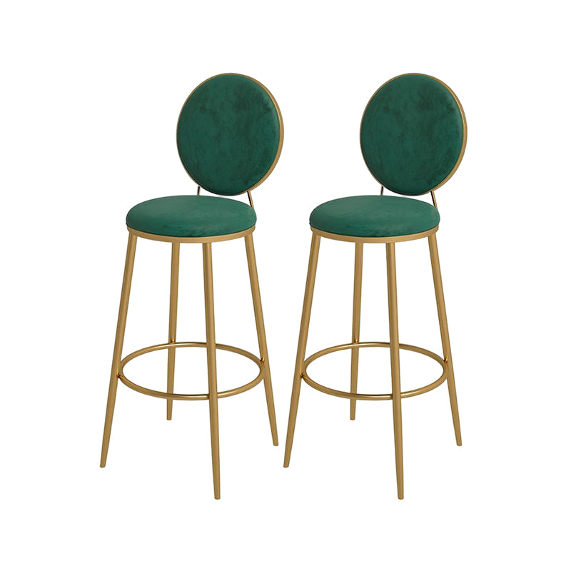 Glam Round Bar and Counter Stool Metal Low Back Stool with 4 Legs
