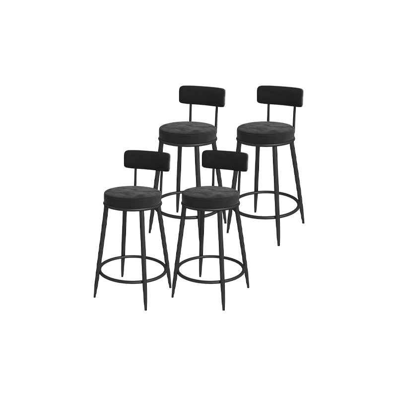 Glam Round Bar and Counter Stool Metal Low Back Stool with 4 Legs