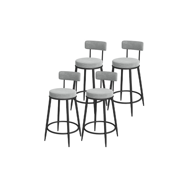 Glam Round Bar and Counter Stool Metal Low Back Stool with 4 Legs