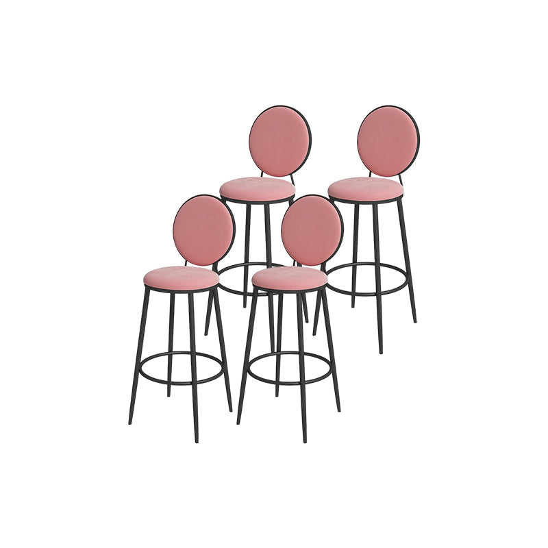 Glam Round Bar and Counter Stool Metal Low Back Stool with 4 Legs