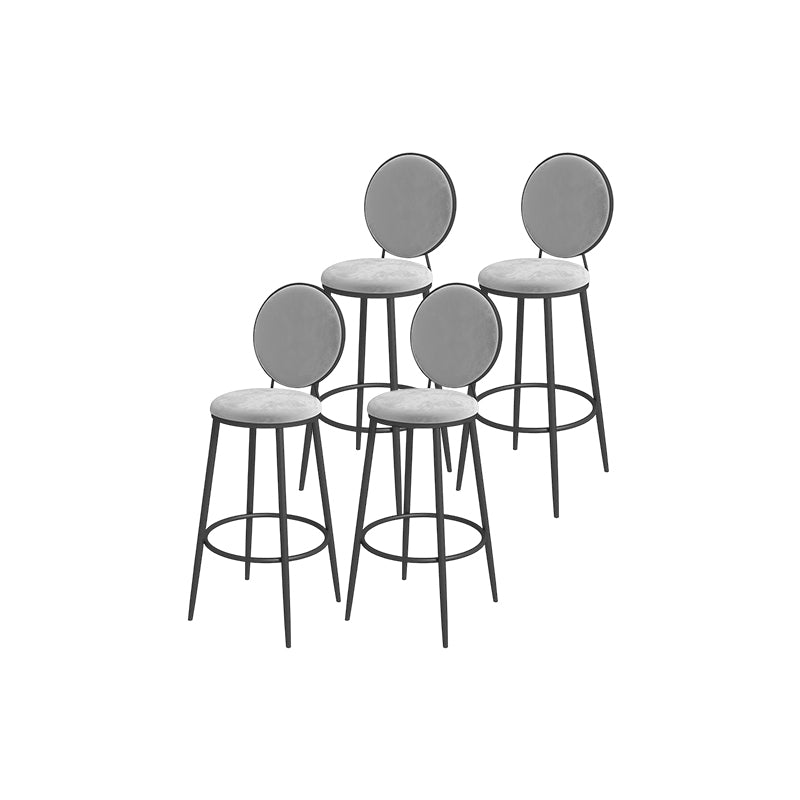 Glam Round Bar and Counter Stool Metal Low Back Stool with 4 Legs