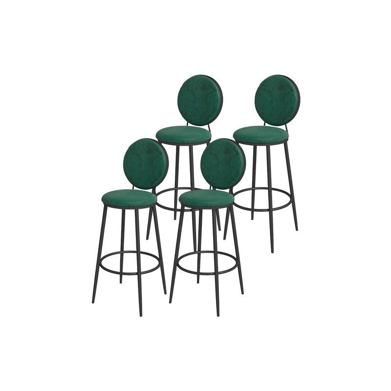 Glam Round Bar and Counter Stool Metal Low Back Stool with 4 Legs