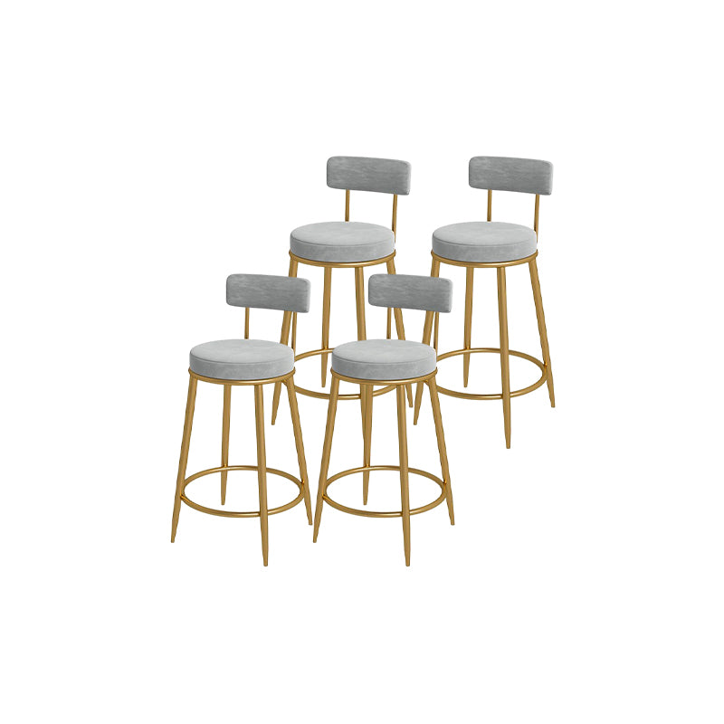 Glam Round Bar and Counter Stool Metal Low Back Stool with 4 Legs