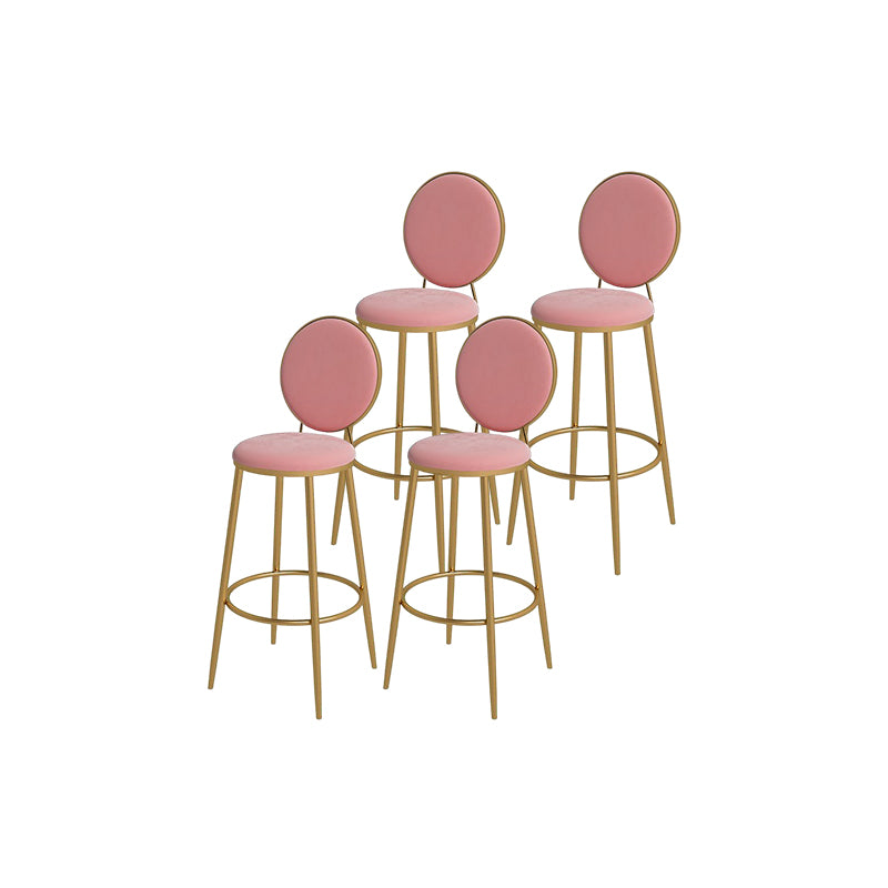 Glam Round Bar and Counter Stool Metal Low Back Stool with 4 Legs