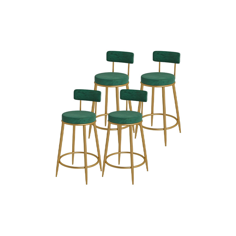 Glam Round Bar and Counter Stool Metal Low Back Stool with 4 Legs