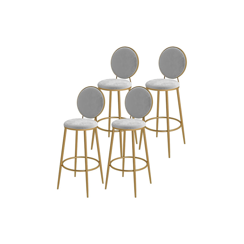 Glam Round Bar and Counter Stool Metal Low Back Stool with 4 Legs