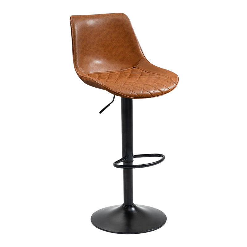 Industrial Bar and Counter Stool Adjustable Height Stool with Pedestal Base in Black