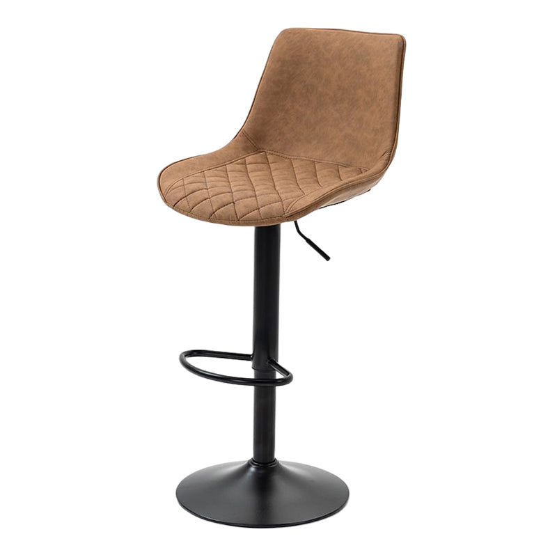 Industrial Bar and Counter Stool Adjustable Height Stool with Pedestal Base in Black