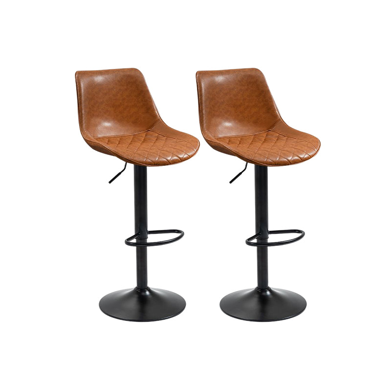 Industrial Bar and Counter Stool Adjustable Height Stool with Pedestal Base in Black